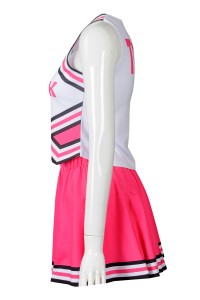 CH206 custom sleeveless cheerleading suit skirt design printing LOGO pleated skirt cheerleading suit contrast cheerleading clothing garment factory  glee cheerios uniform  elite cheer uniforms side view